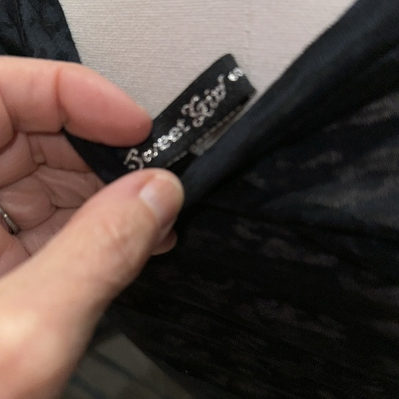 Black shirt University of Miami vneck w/sparkles- sheer - Picture 5 of 5